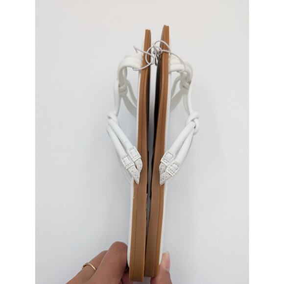 Azalea Wang Stetson Tubular Straps Knot Flat Sandals Women's White Size US6 EU37 - Picture 6 of 12